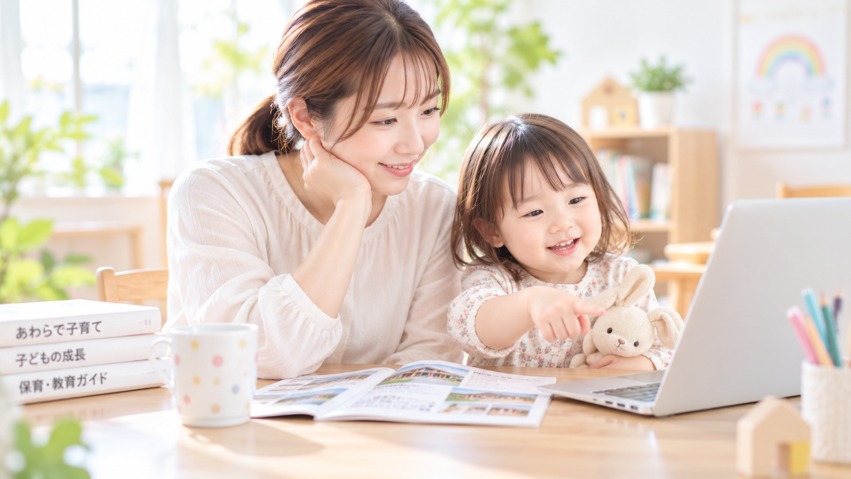親子でこども園を探しているイメージ