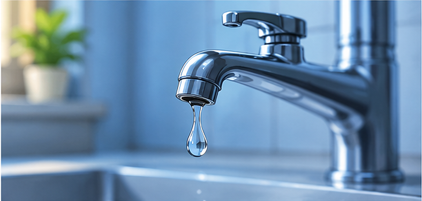 断水して水がほとんど出ない蛇口