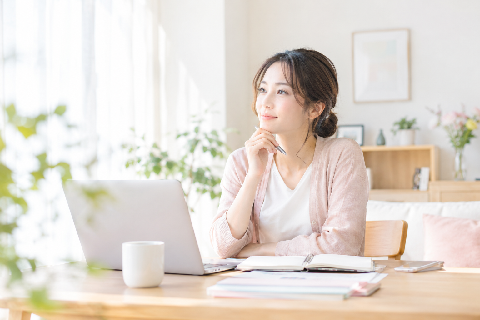 不妊治療やこれからについて自宅で穏やかに考える人のイメージ