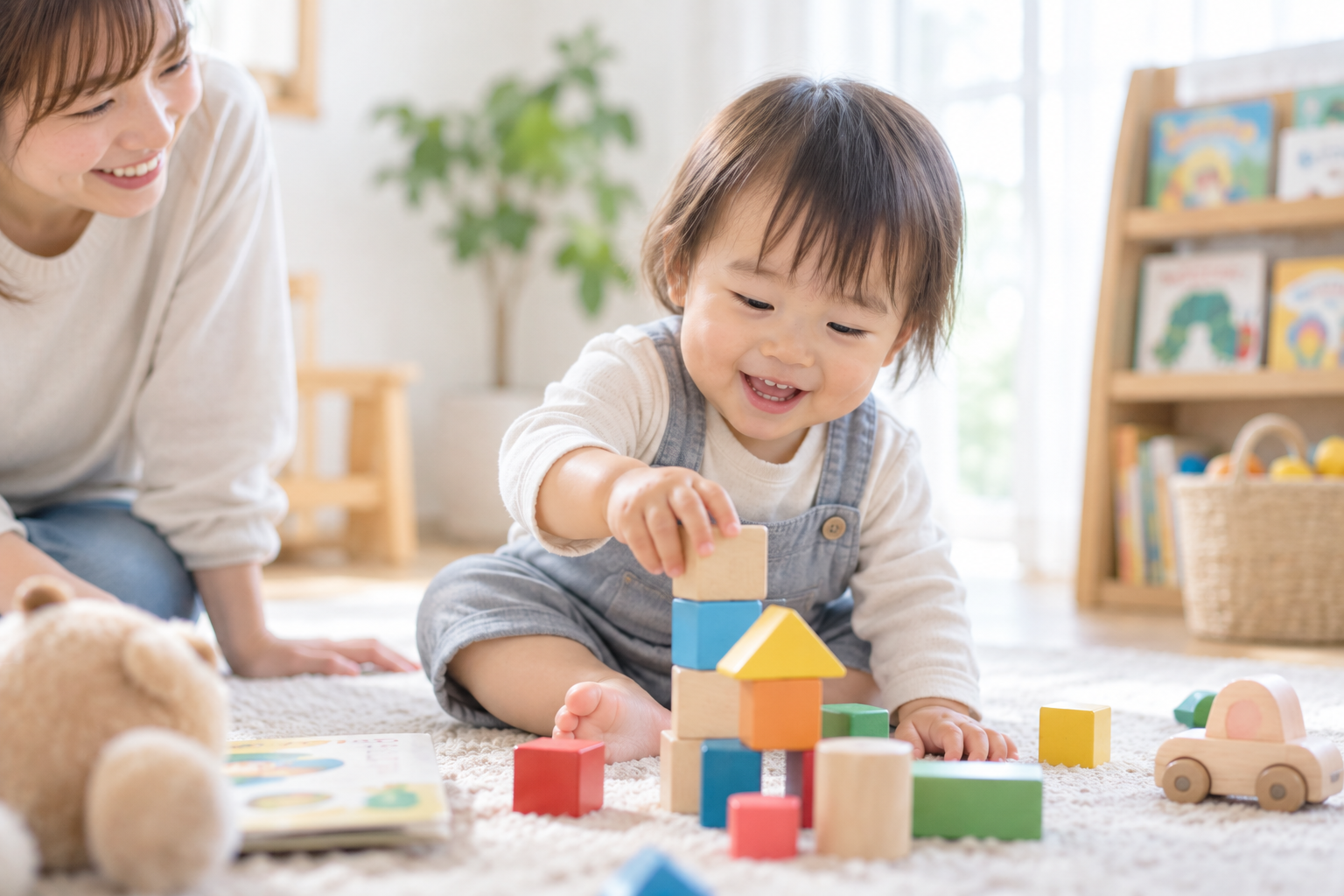 遊びながら成長する1歳ごろの子どものイメージ