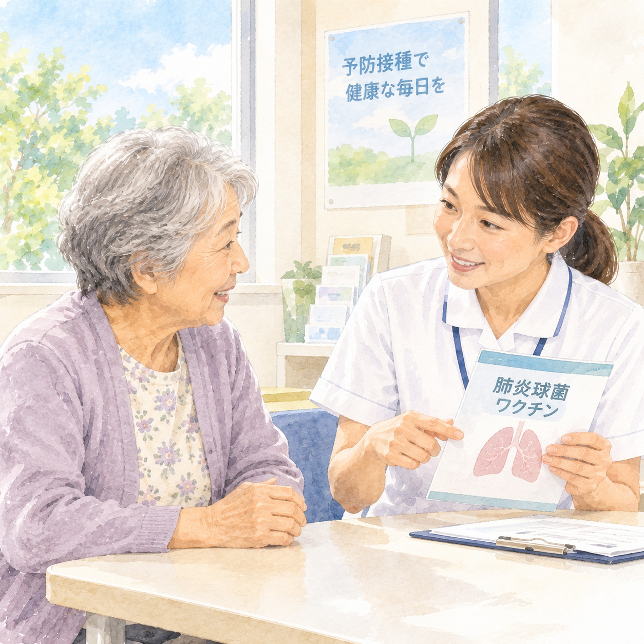 肺炎球菌ワクチンについて説明を受けるイメージ