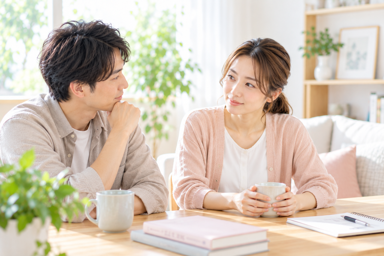 不妊治療やこれからについてパートナーと穏やかに話すイメージ