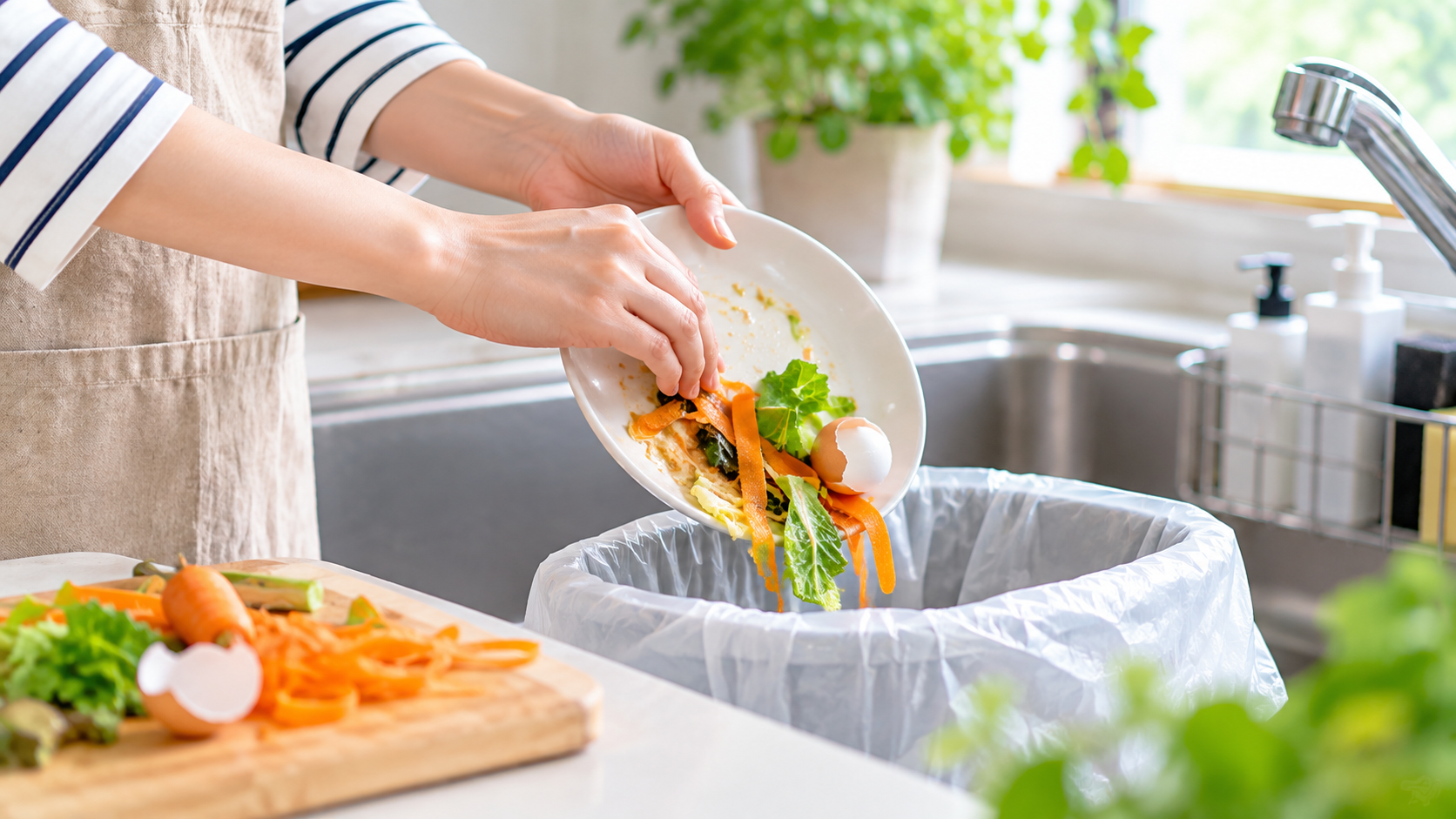 家庭で生ごみを整理するイメージ