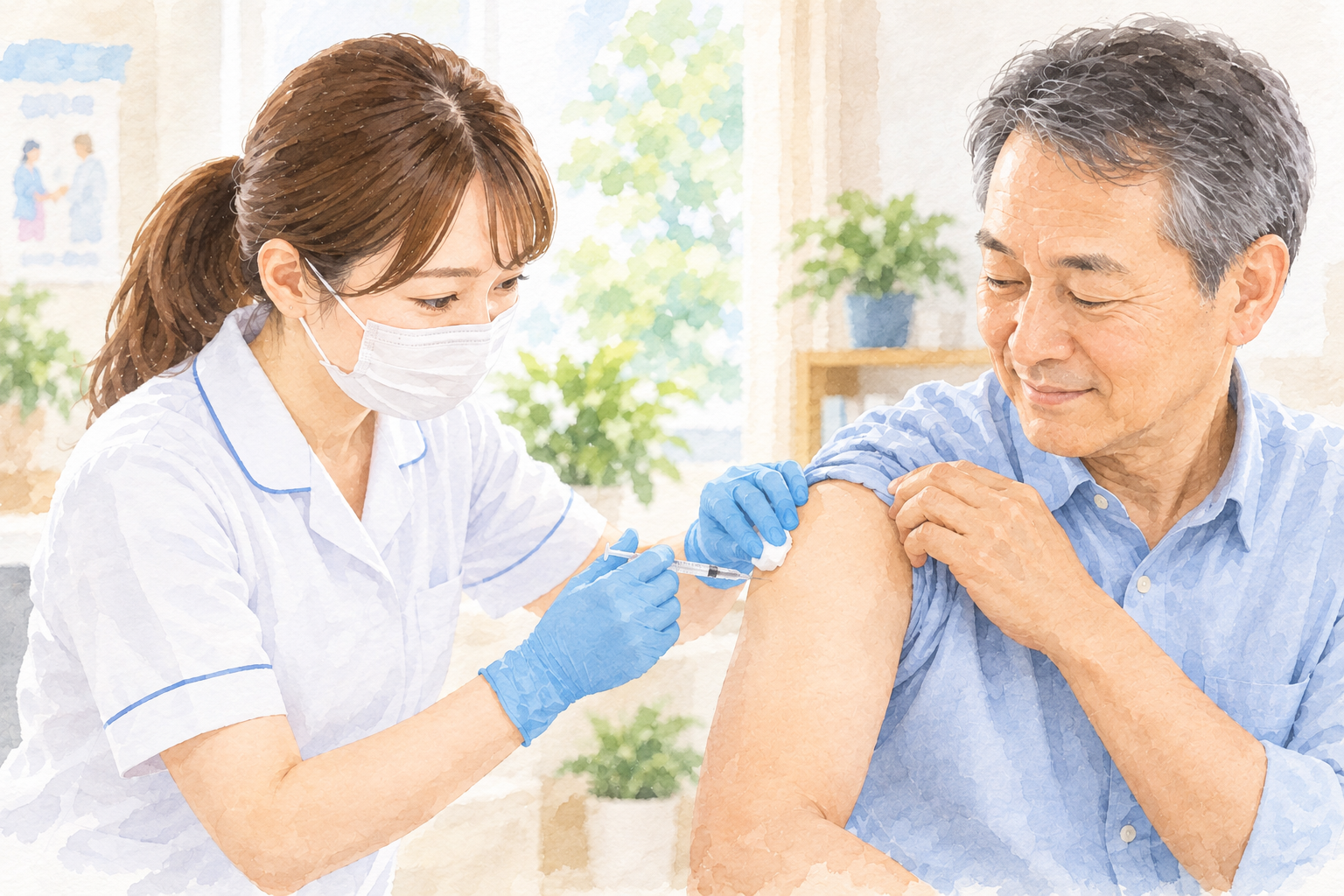 大人が予防接種を受けているイメージ