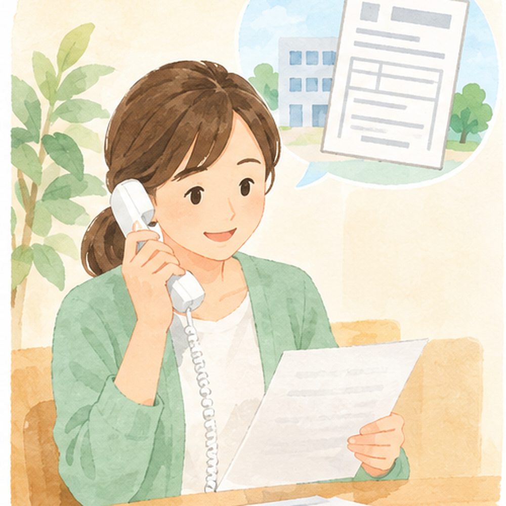健診結果を手元に置き、電話で相談する女性