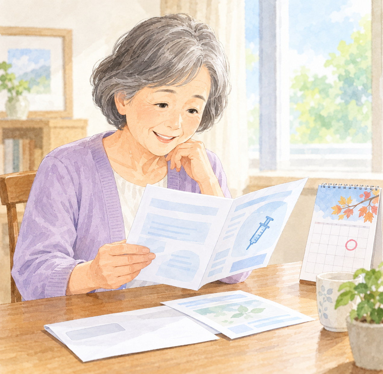 予防接種の案内と日程を確認するイメージ
